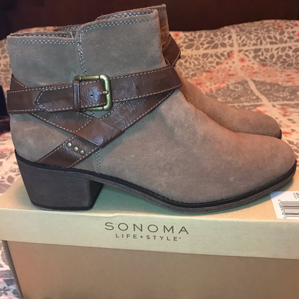 New tan suede leather booties